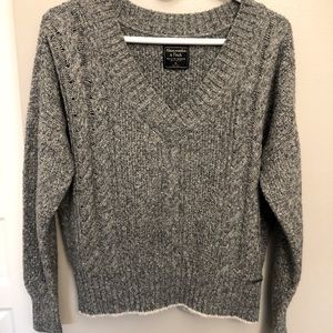 grey v-neck sweater